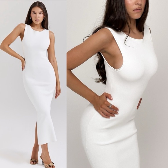 House of CB Dresses & Skirts - House of CB Noli White‎ Stretch Knit Maxi Dress NWOT Size L